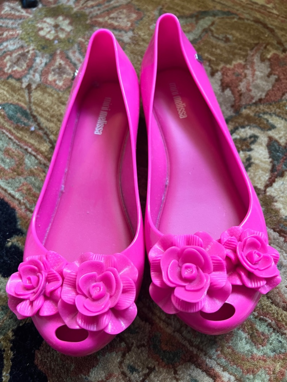 Mini Melissa Ultragirl Garden Flat Hot Pink Floral Jelly Ballet Flats size 4